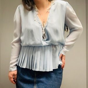 Vintage Women’s Sheer Pleated Chiffon Blouse Size 12